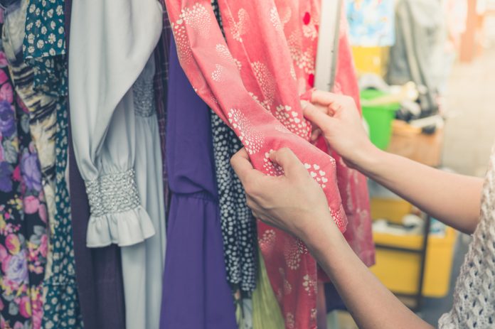 Woman browsing street market